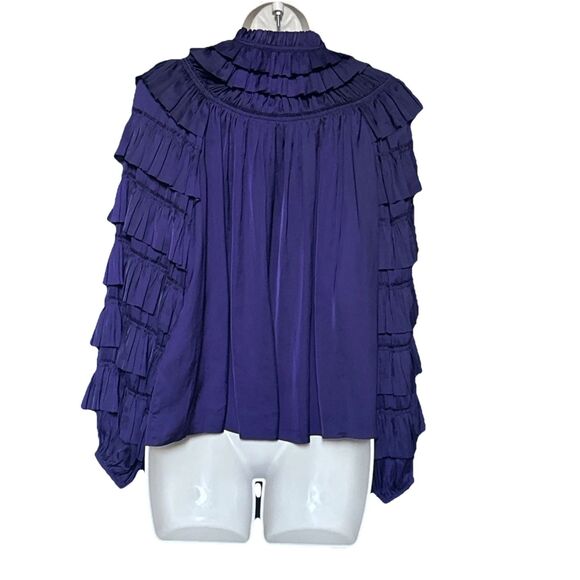 Ulla Johnson Lucy Size 6 Tiered Long Sleeve Blouse Viola Purple - Picture 5 of 12